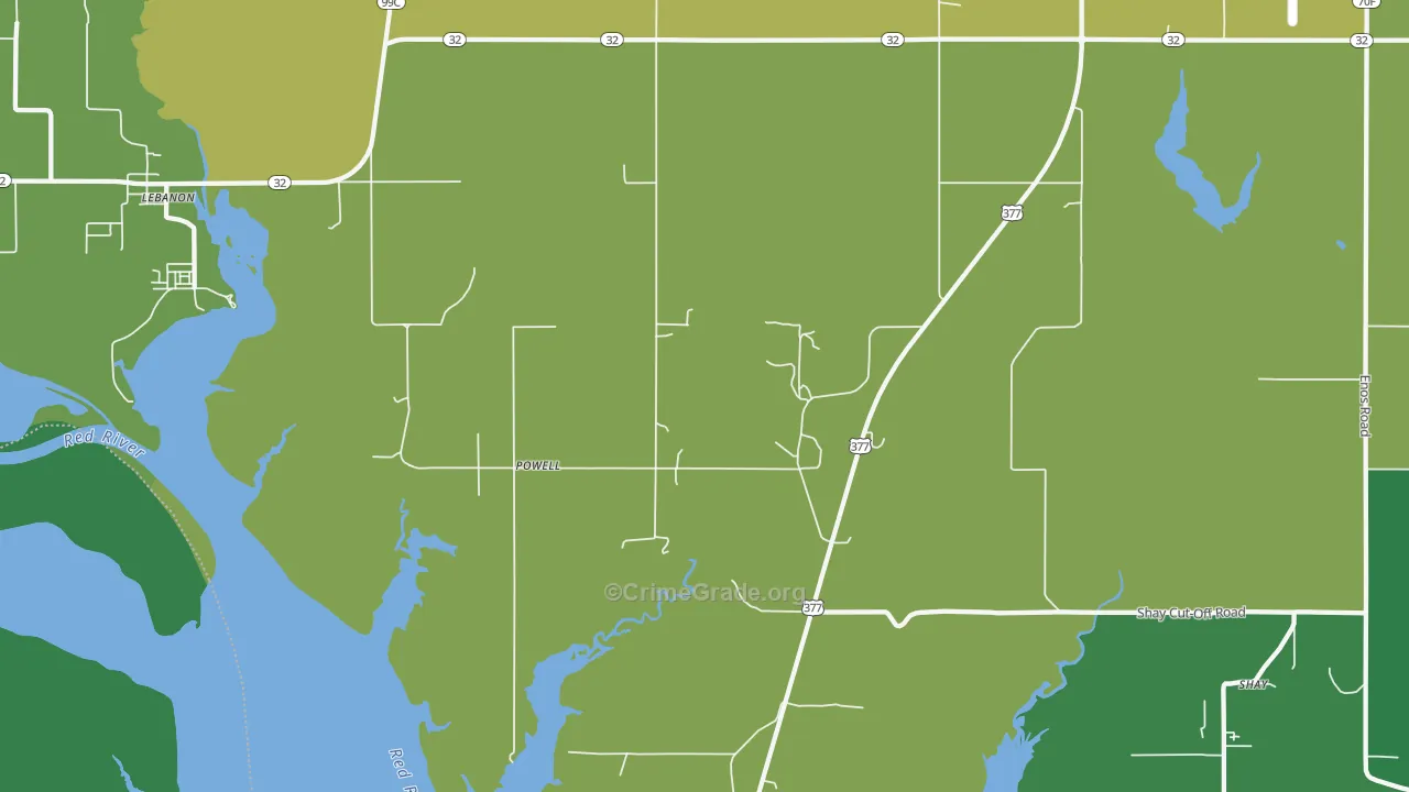 Powell, OK Map of Assault Rates