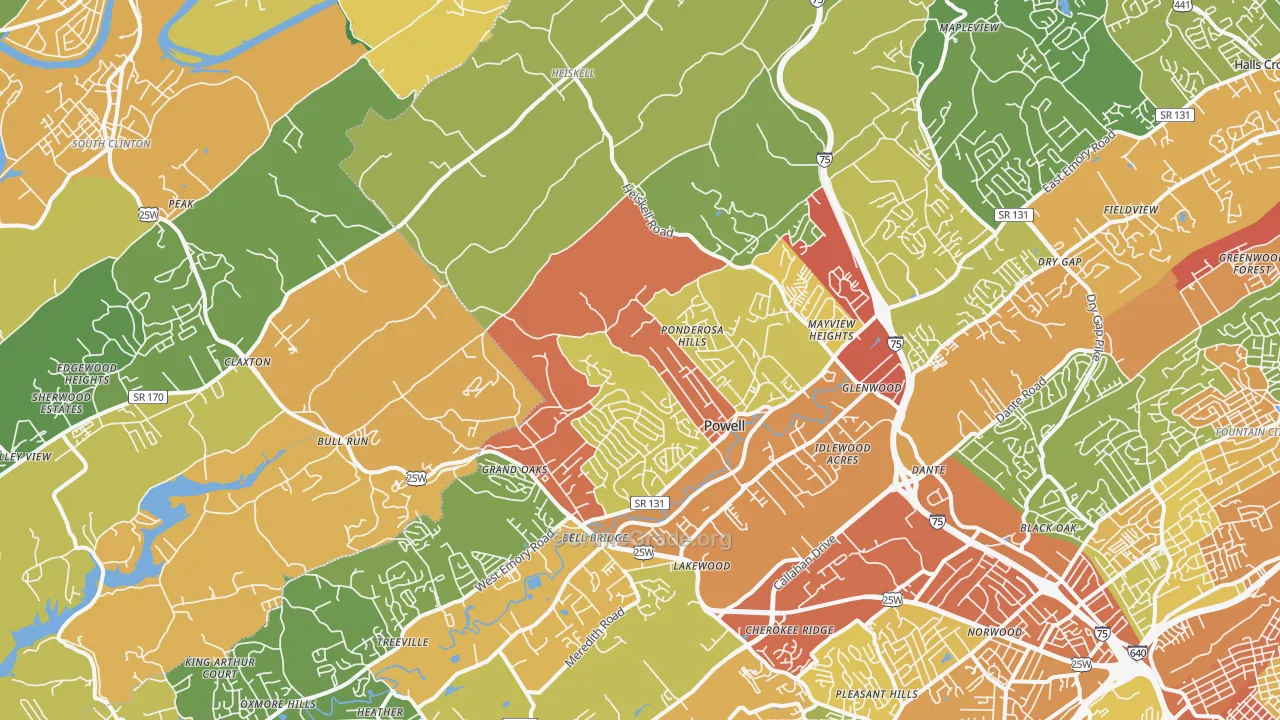 Powell, TN Map of Assault Rates
