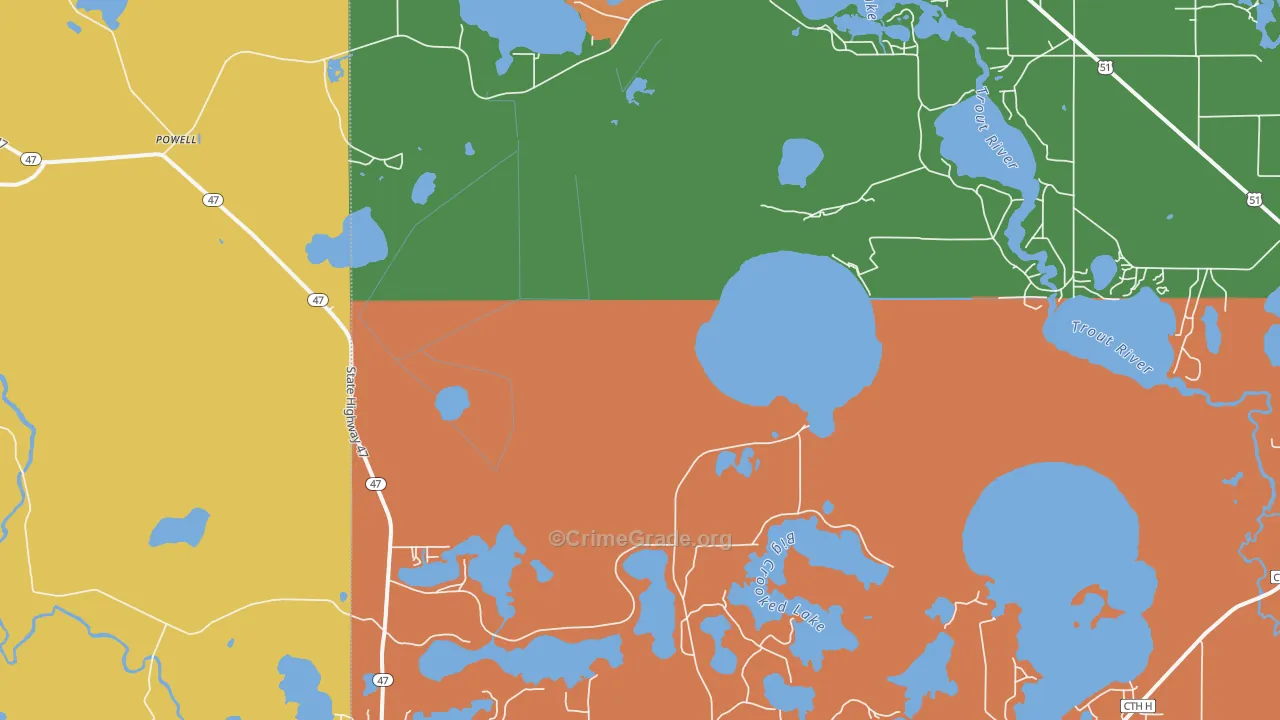 Powell, WI Map of Assault Rates