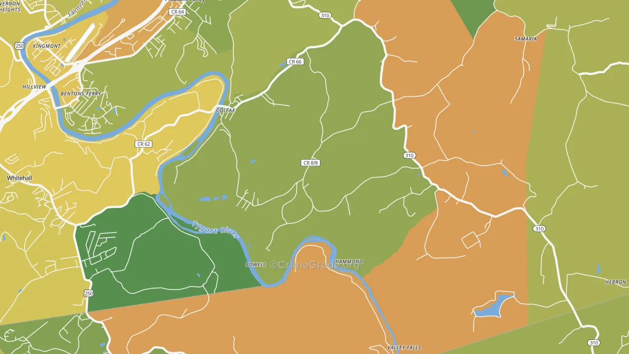 Powell, WV Map of Assault Rates