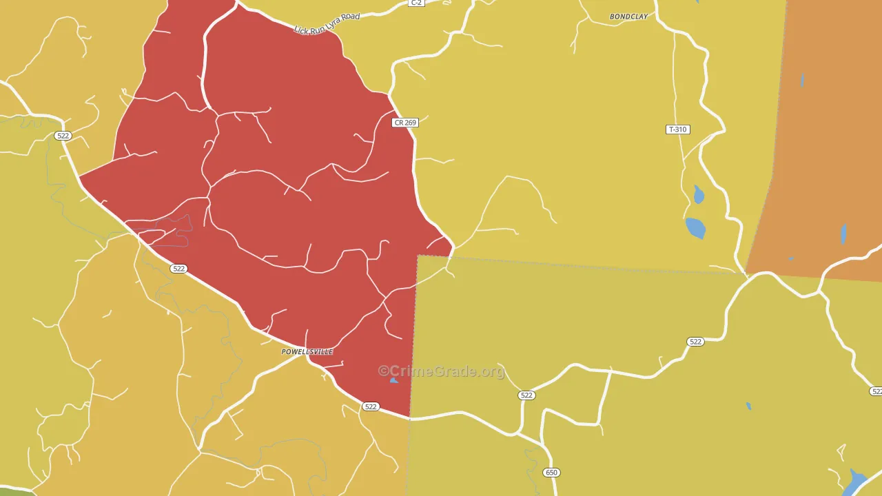 Powellsville, OH Map of Assault Rates