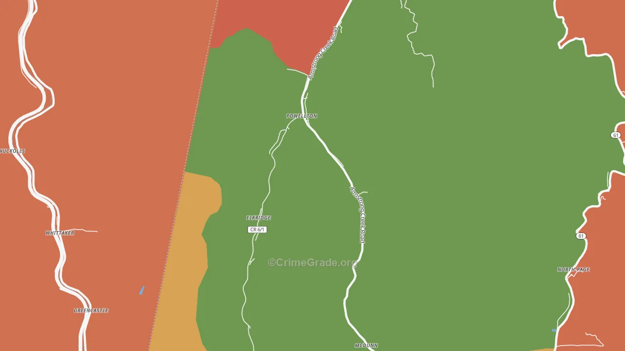 Powellton, WV Map of Assault Rates