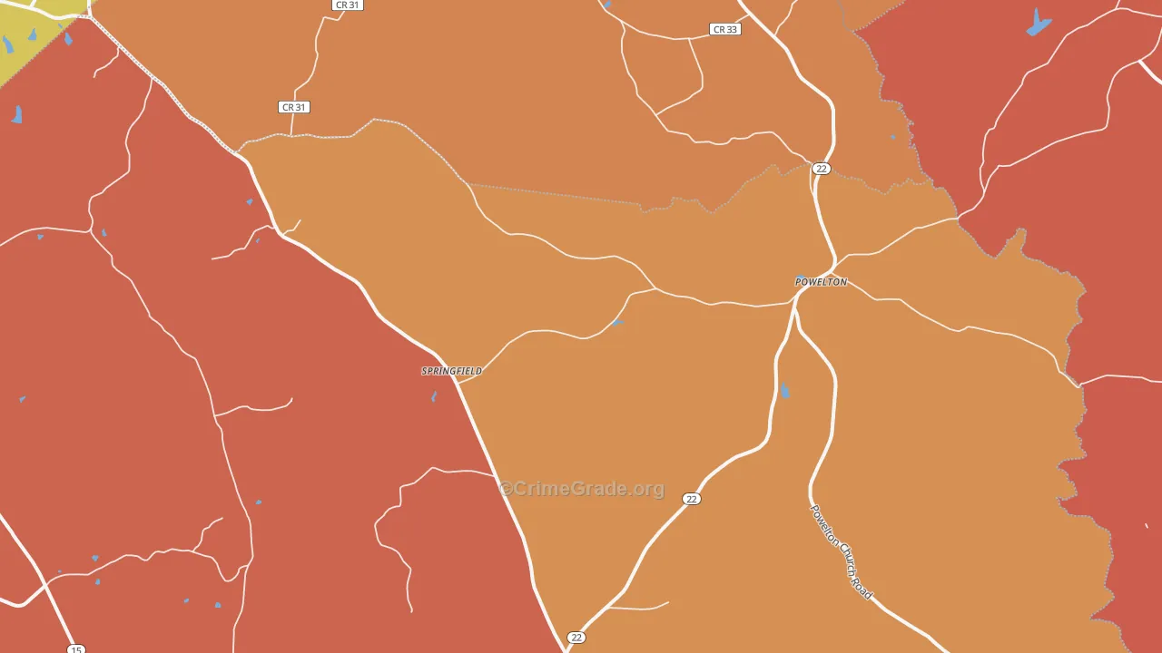 Powelton, GA Map of Assault Rates