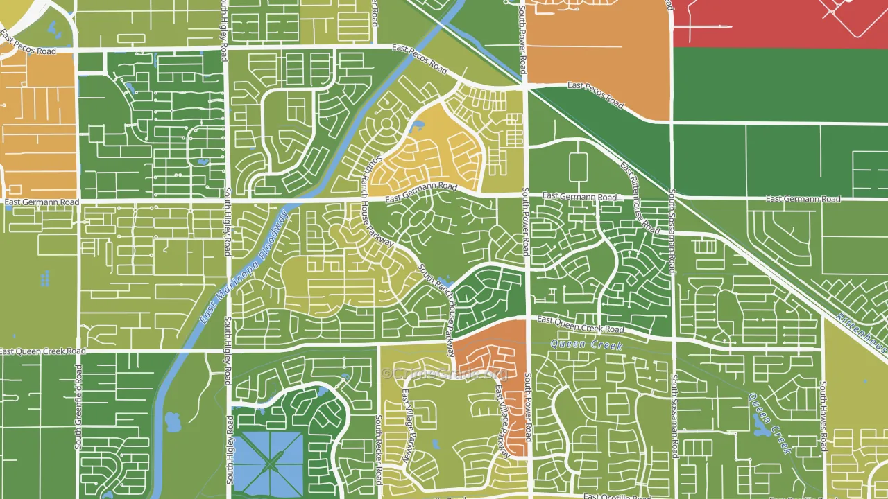Power Ranch, Gilbert, AZ Map of Assault Rates