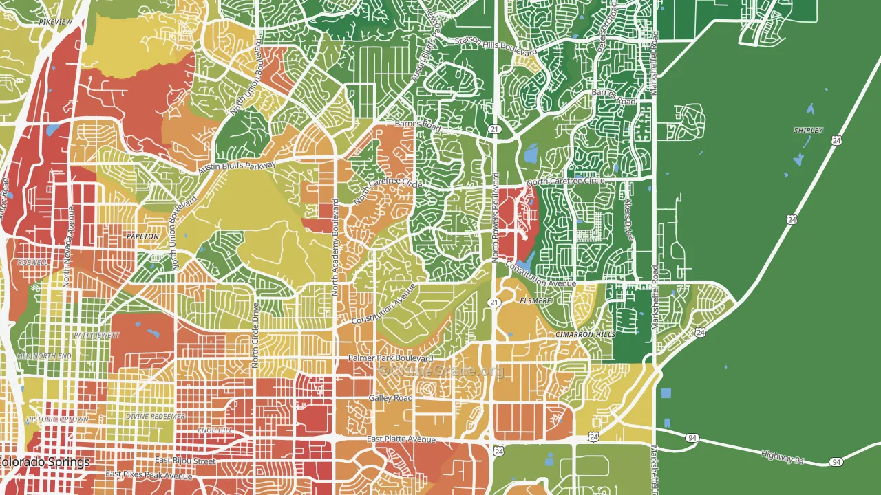 Powers, Colorado Springs, CO Map of Assault Rates