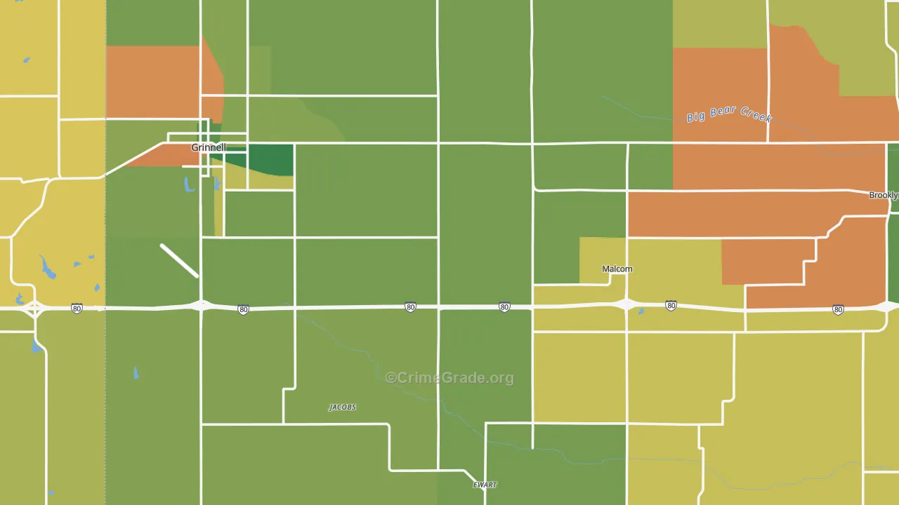 Poweshiek County, IA Map of Assault Rates