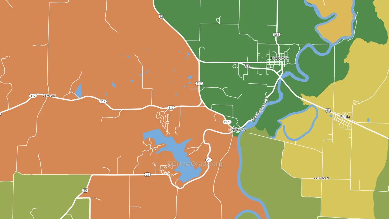 Powhatan, AR Map of Assault Rates