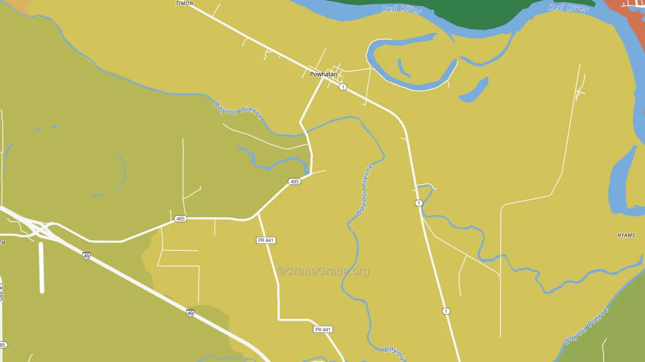 Powhatan, LA Map of Assault Rates