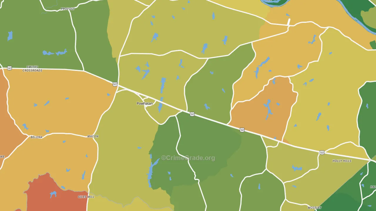 Powhatan, VA Map of Assault Rates