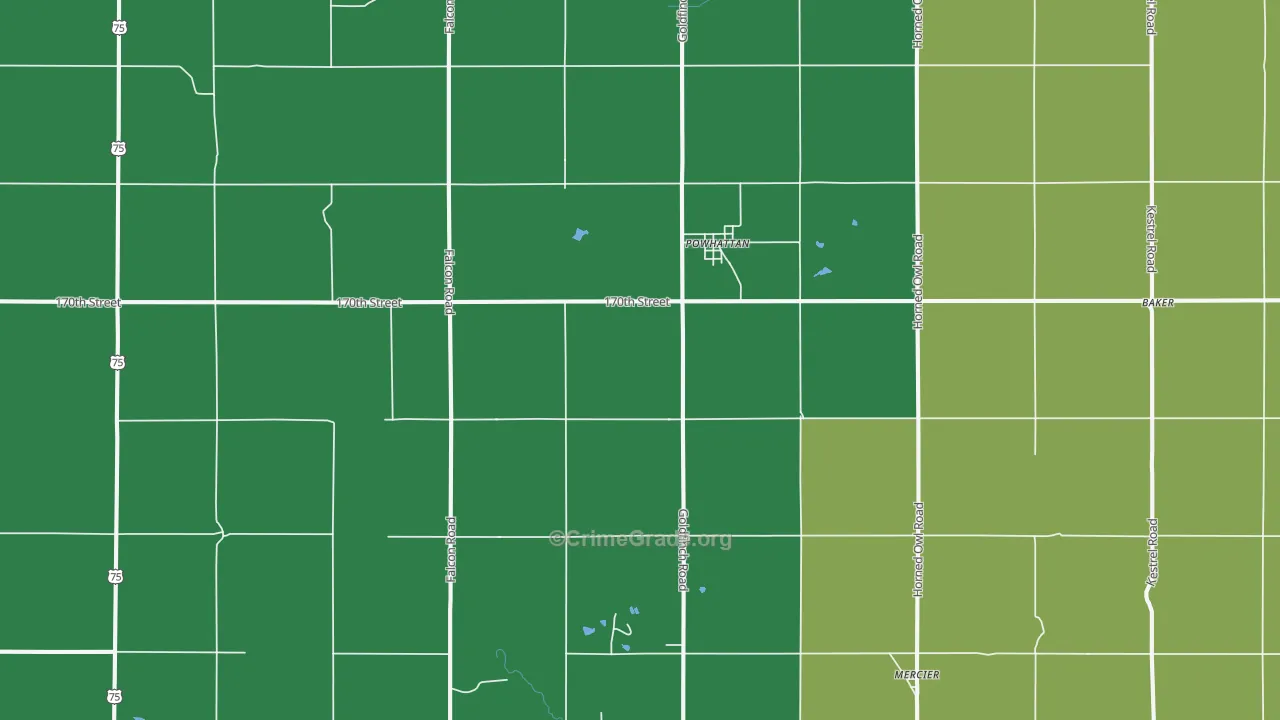 Powhattan, KS Map of Assault Rates