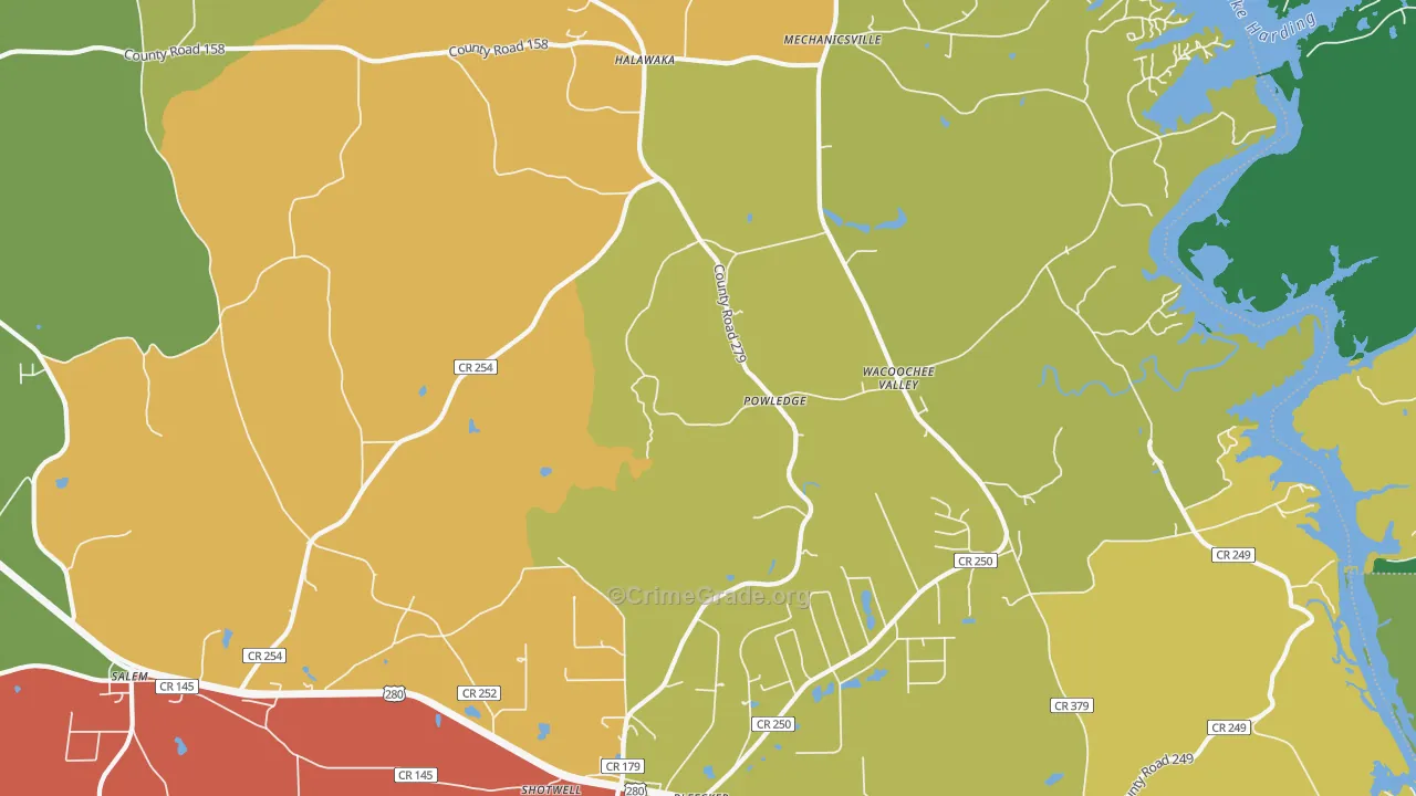 Powledge, AL Map of Assault Rates