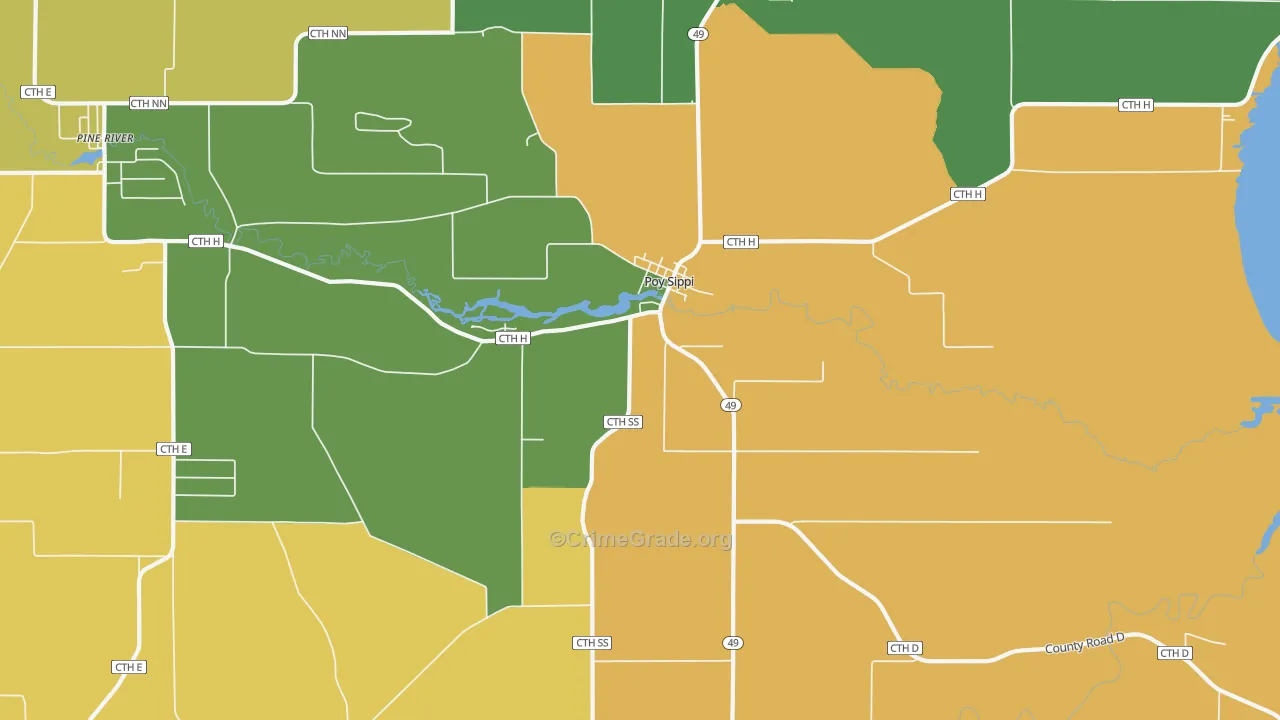 Poy Sippi, WI Map of Assault Rates