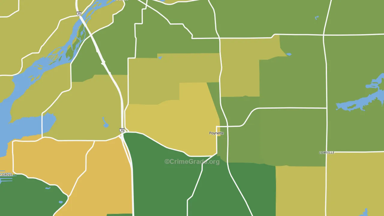 Poynette, WI Map of Assault Rates