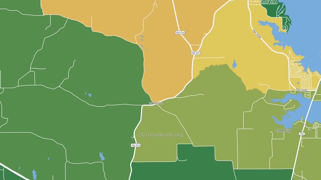 Poynor, TX Map of Assault Rates
