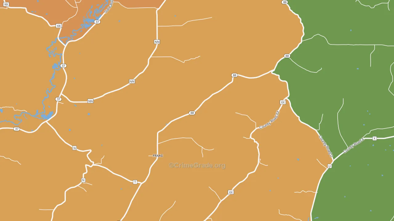 Praag, WI Map of Assault Rates