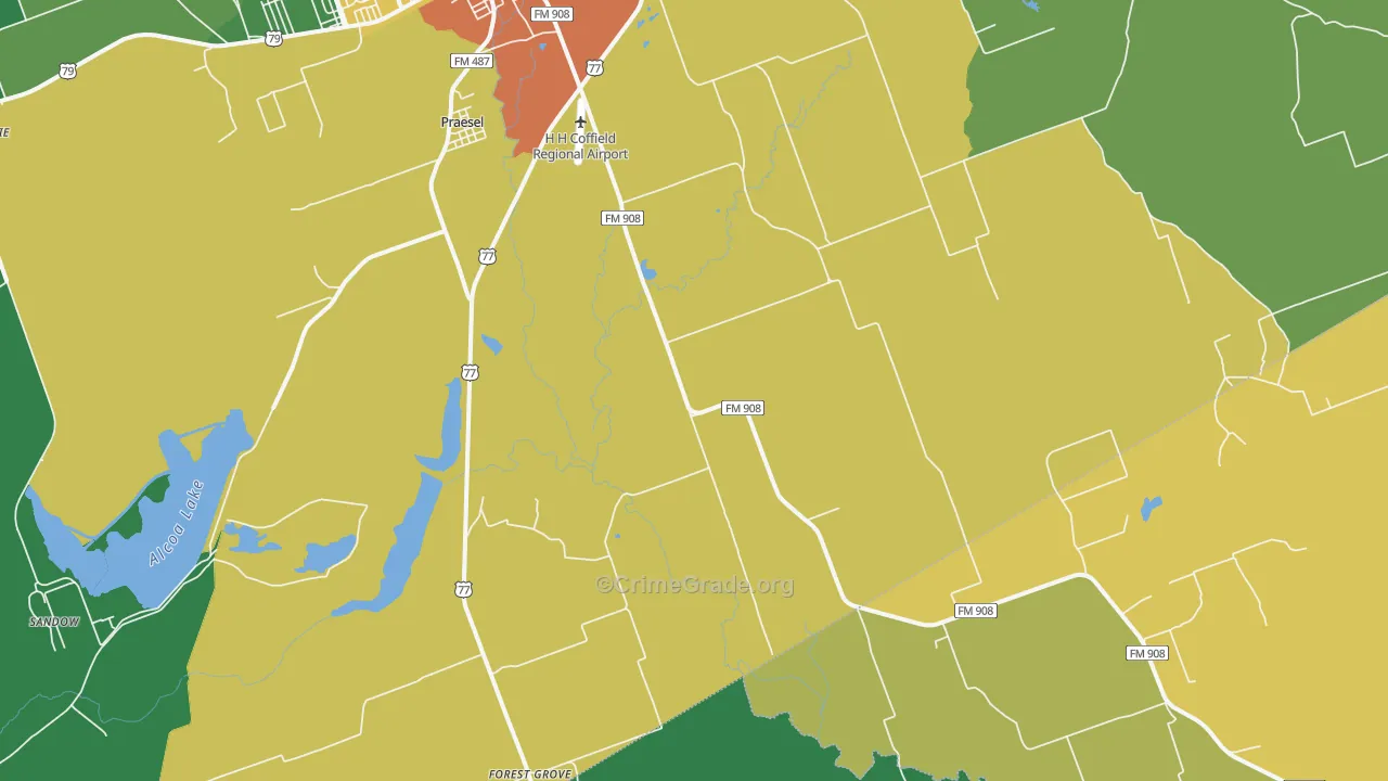 Praesel, TX Map of Assault Rates