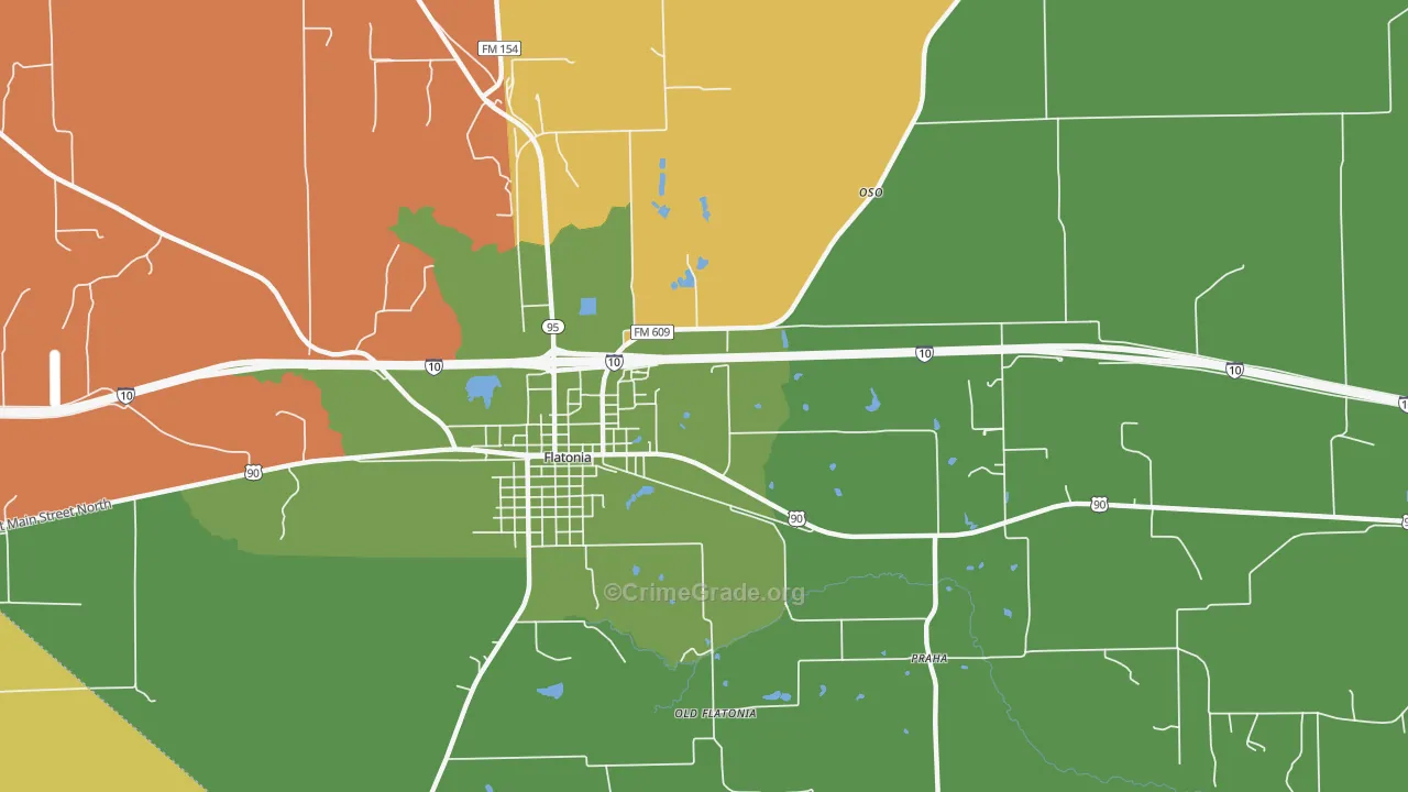 Praha, TX Map of Assault Rates