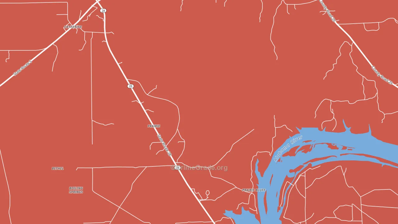 Prairie, AL Map of Assault Rates