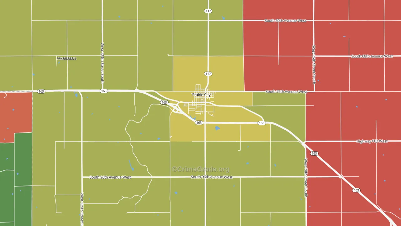 Prairie City, IA Map of Assault Rates