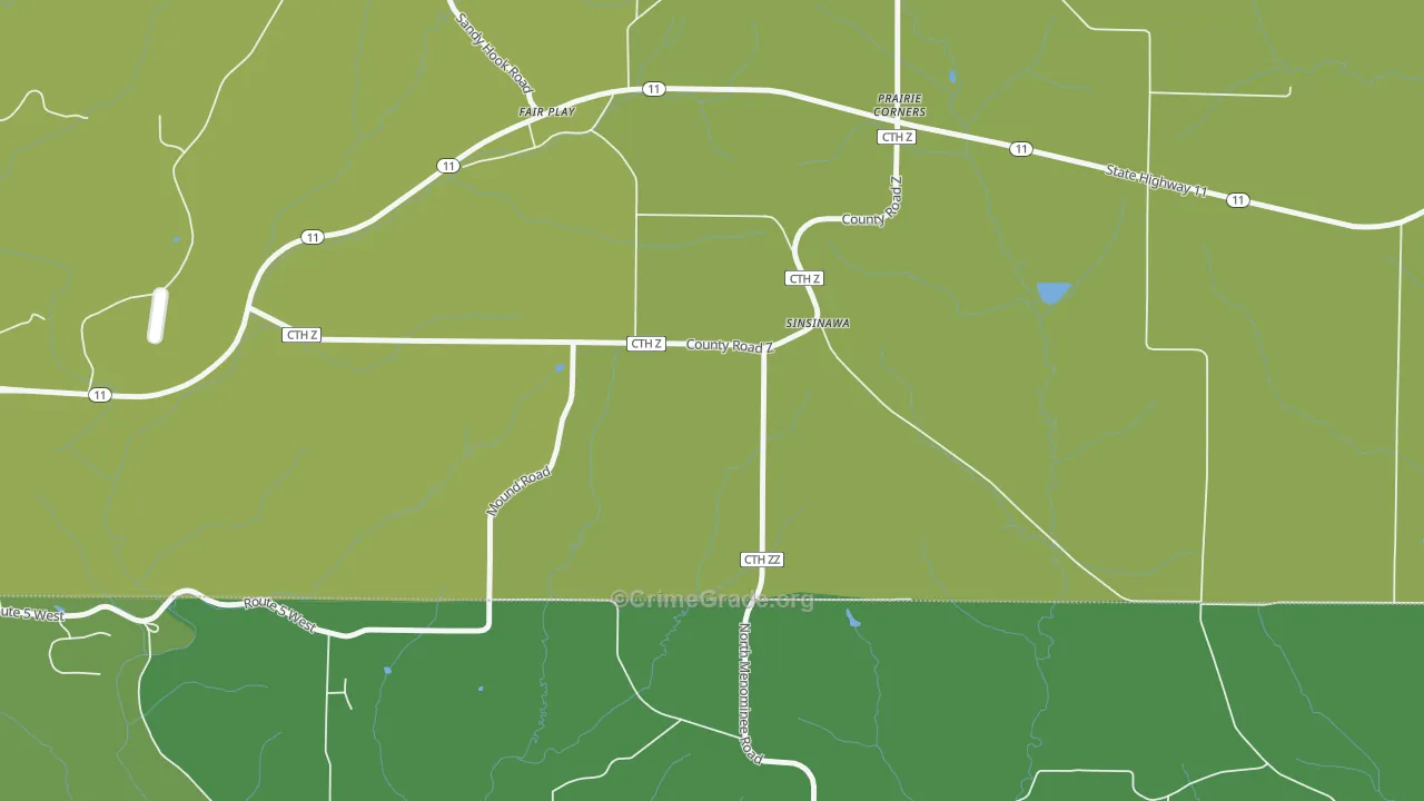 Prairie Corners, WI Map of Assault Rates