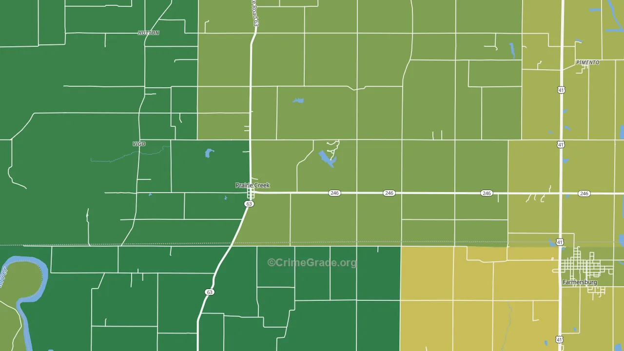 Prairie Creek, IN Map of Assault Rates