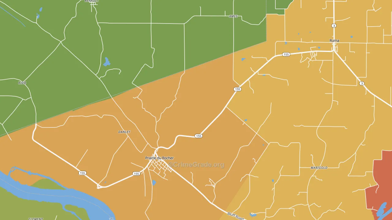 Prairie Du Rocher, IL Map of Assault Rates