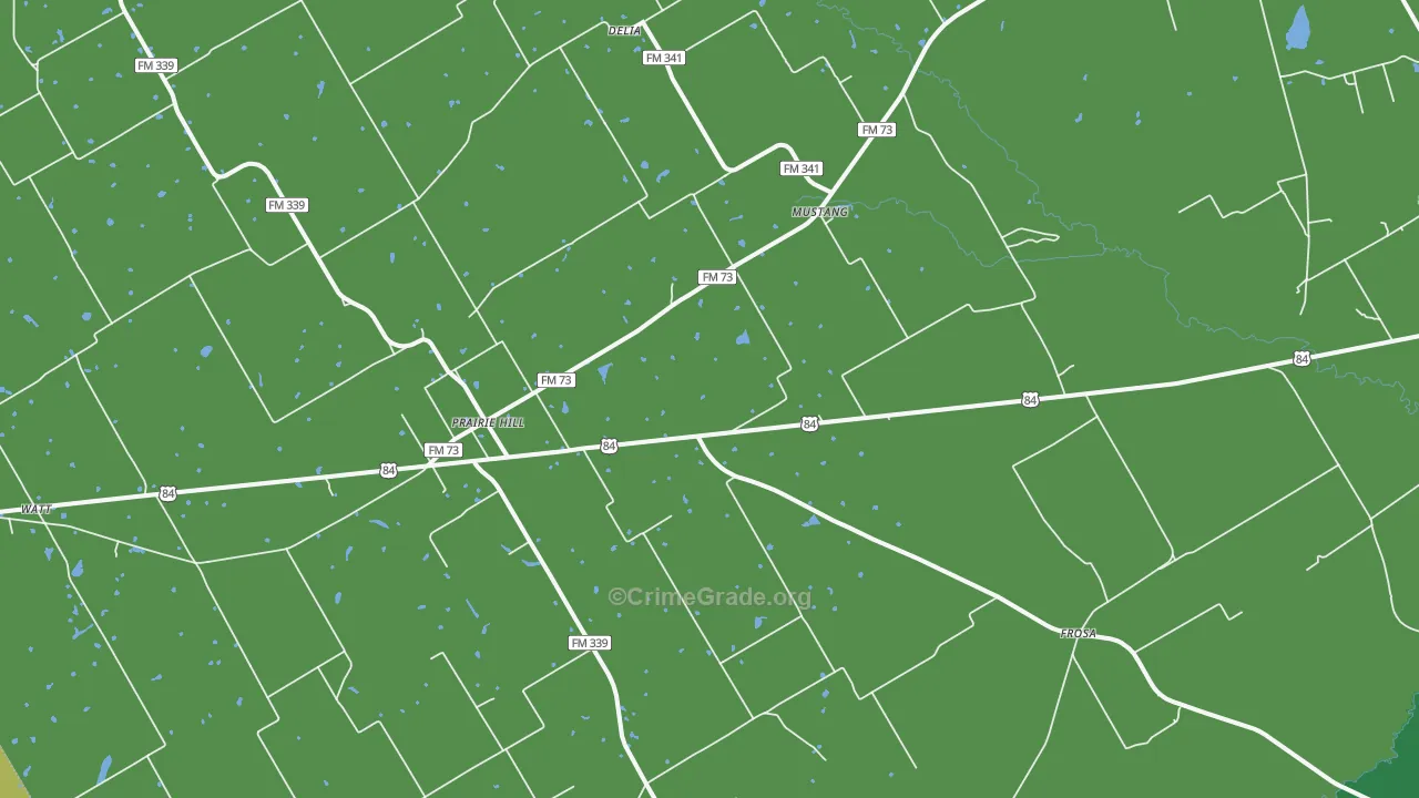 Prairie Hill, TX Map of Assault Rates
