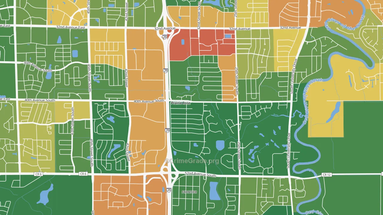 Prairie Rose, ND Map of Assault Rates