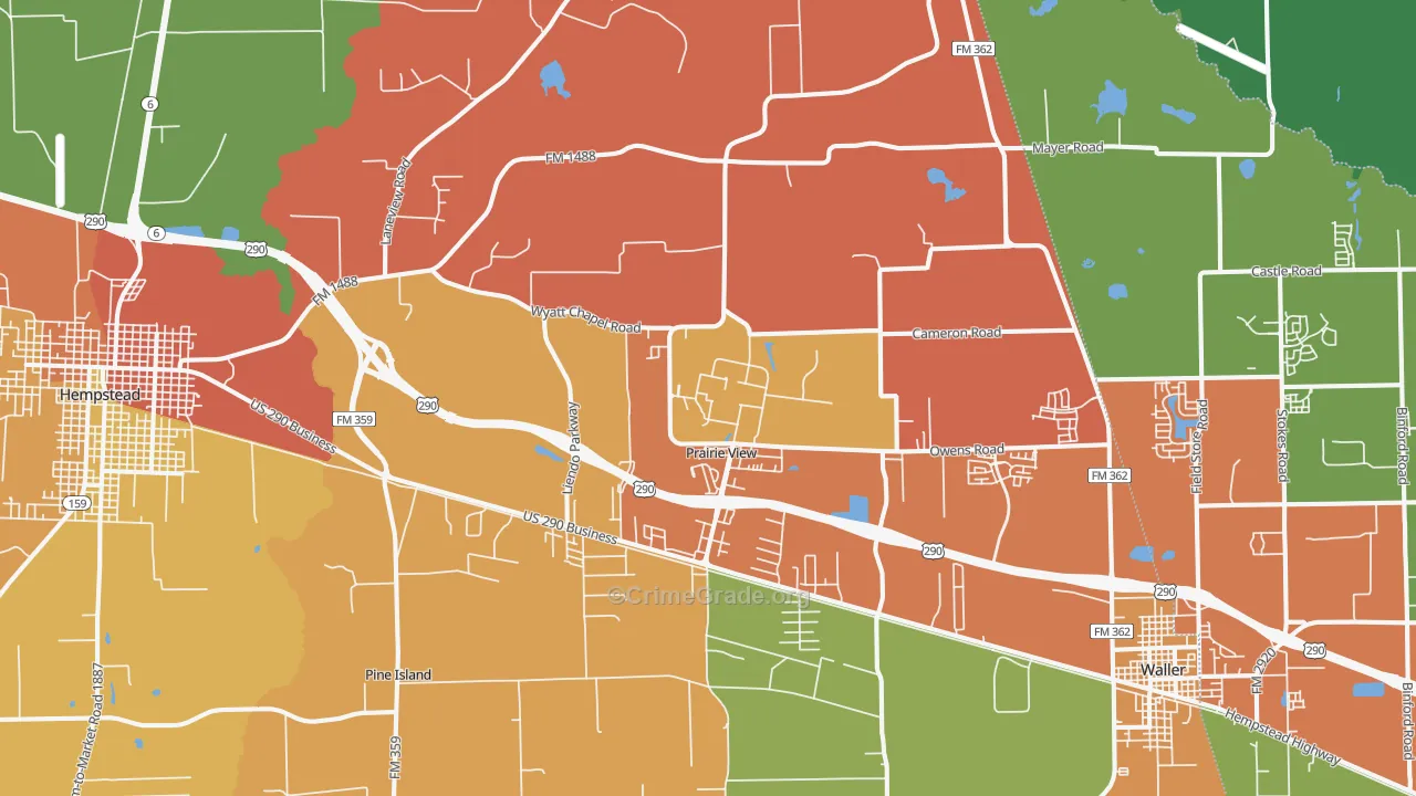 Prairie View, TX Map of Assault Rates