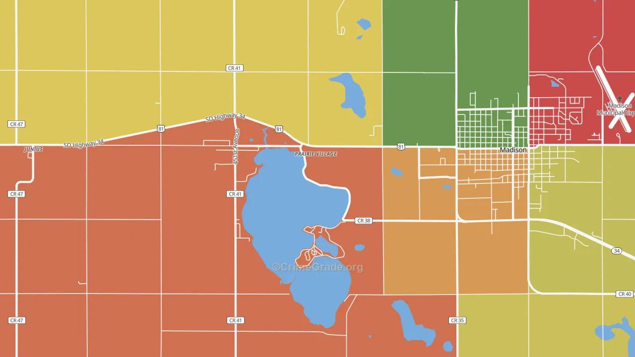 Prairie Village, SD Map of Assault Rates