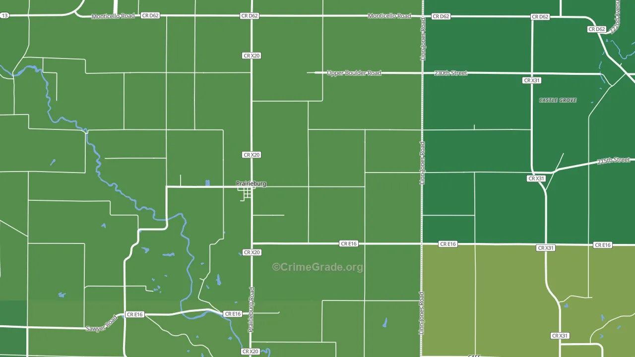 Prairieburg, IA Map of Assault Rates
