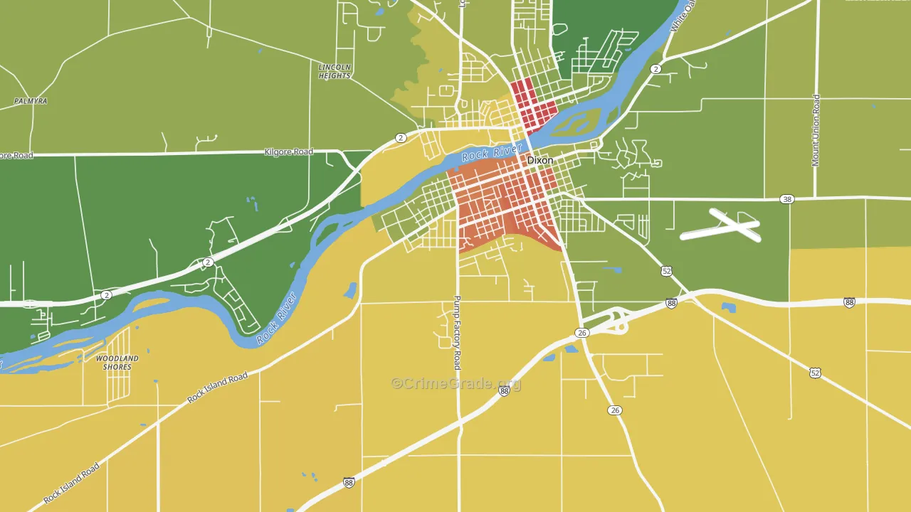 Prairieville, IL Map of Assault Rates