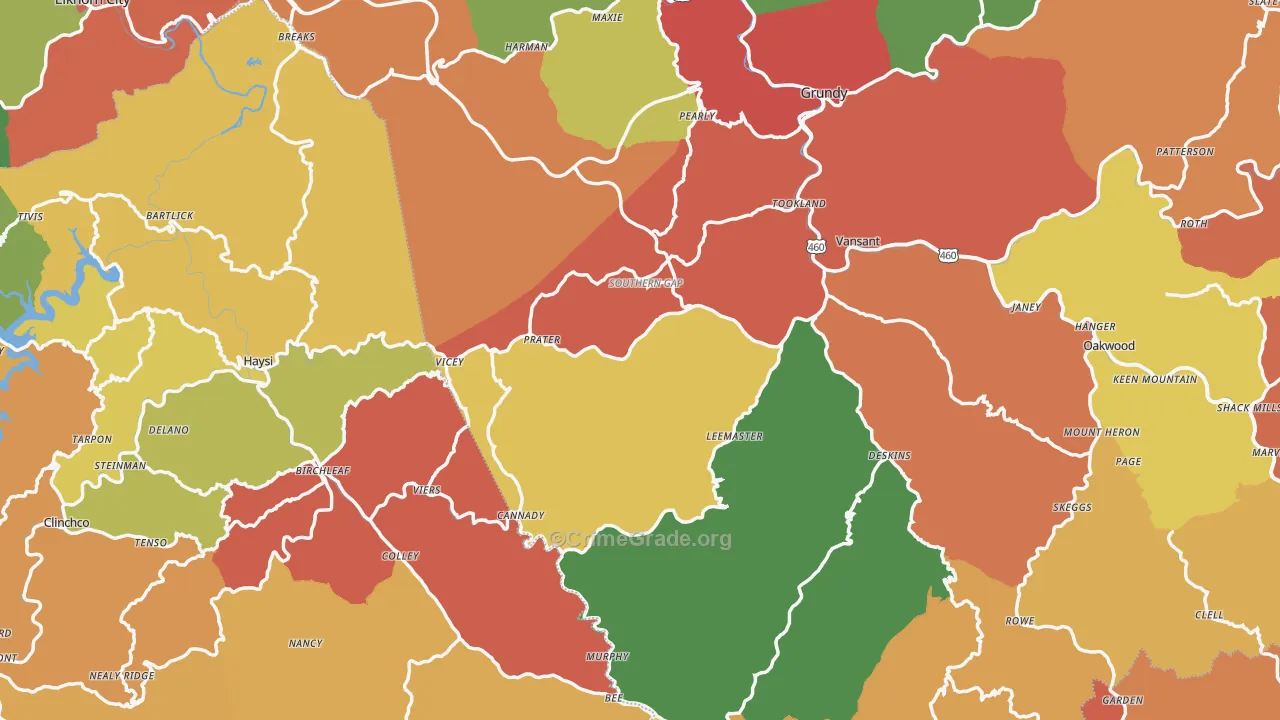 Prater, VA Map of Assault Rates