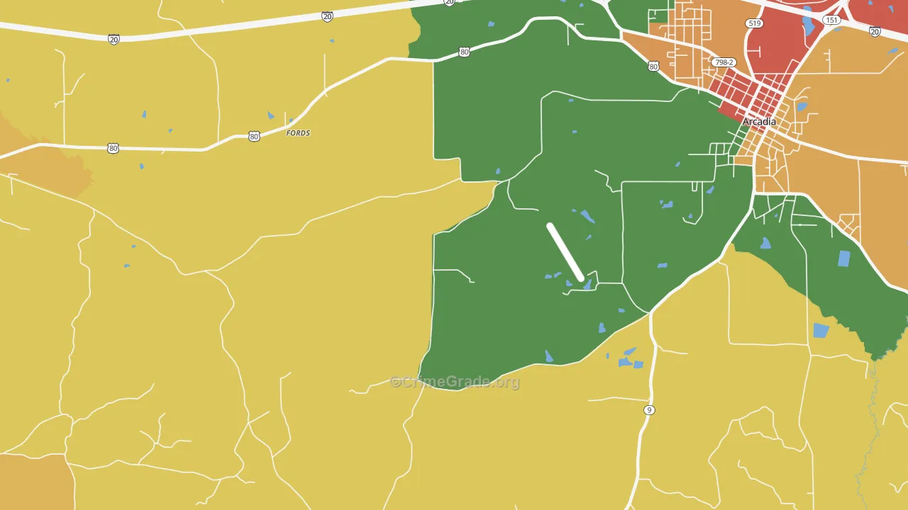 Pratt, LA Map of Assault Rates
