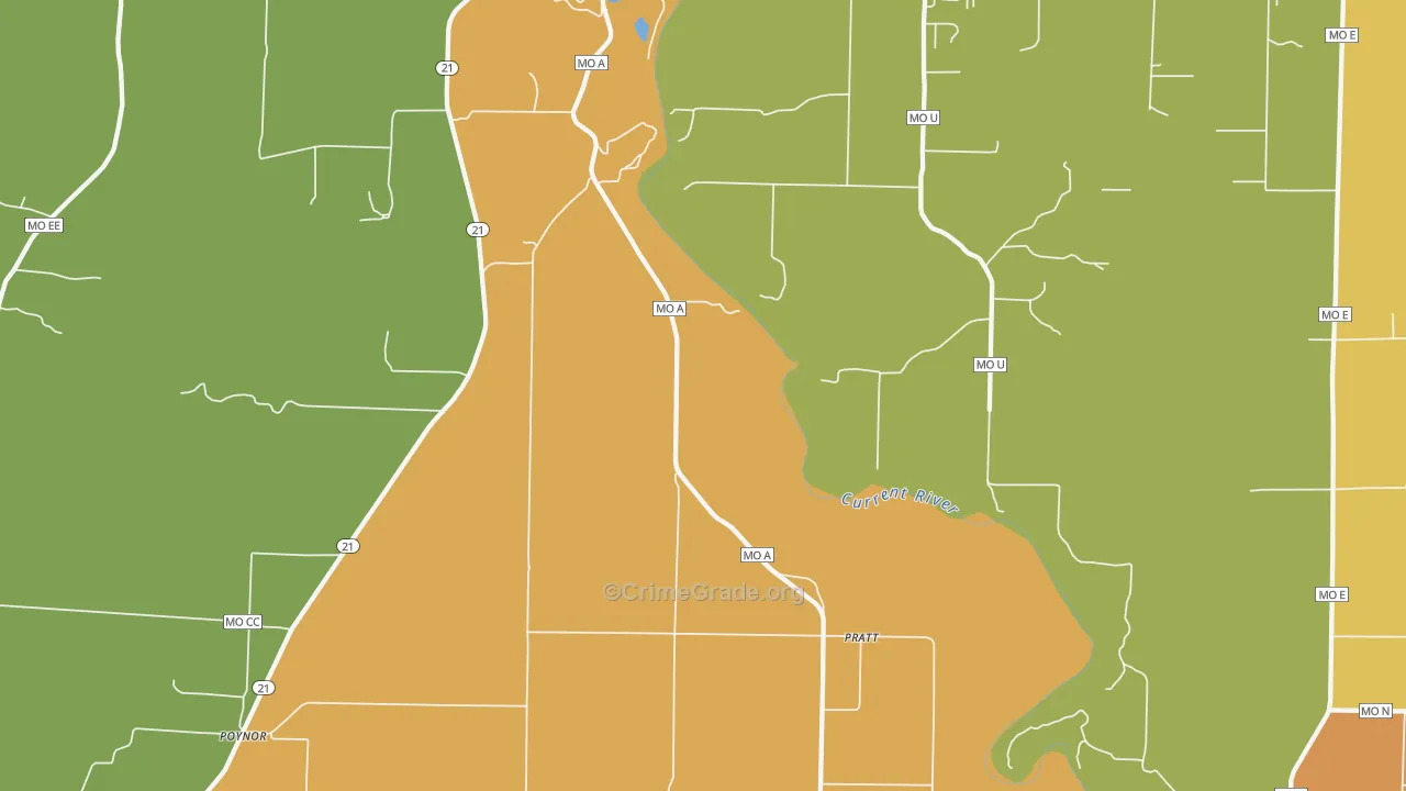 Pratt, MO Map of Assault Rates