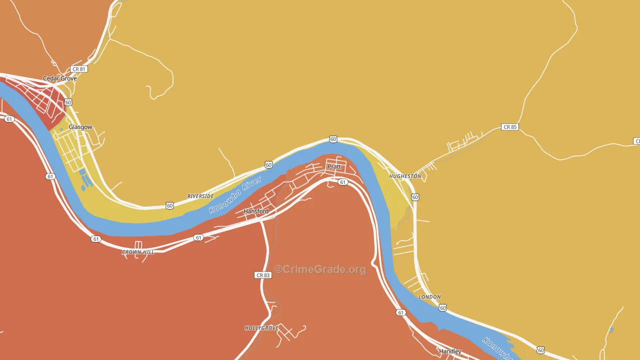 Pratt, WV Map of Assault Rates