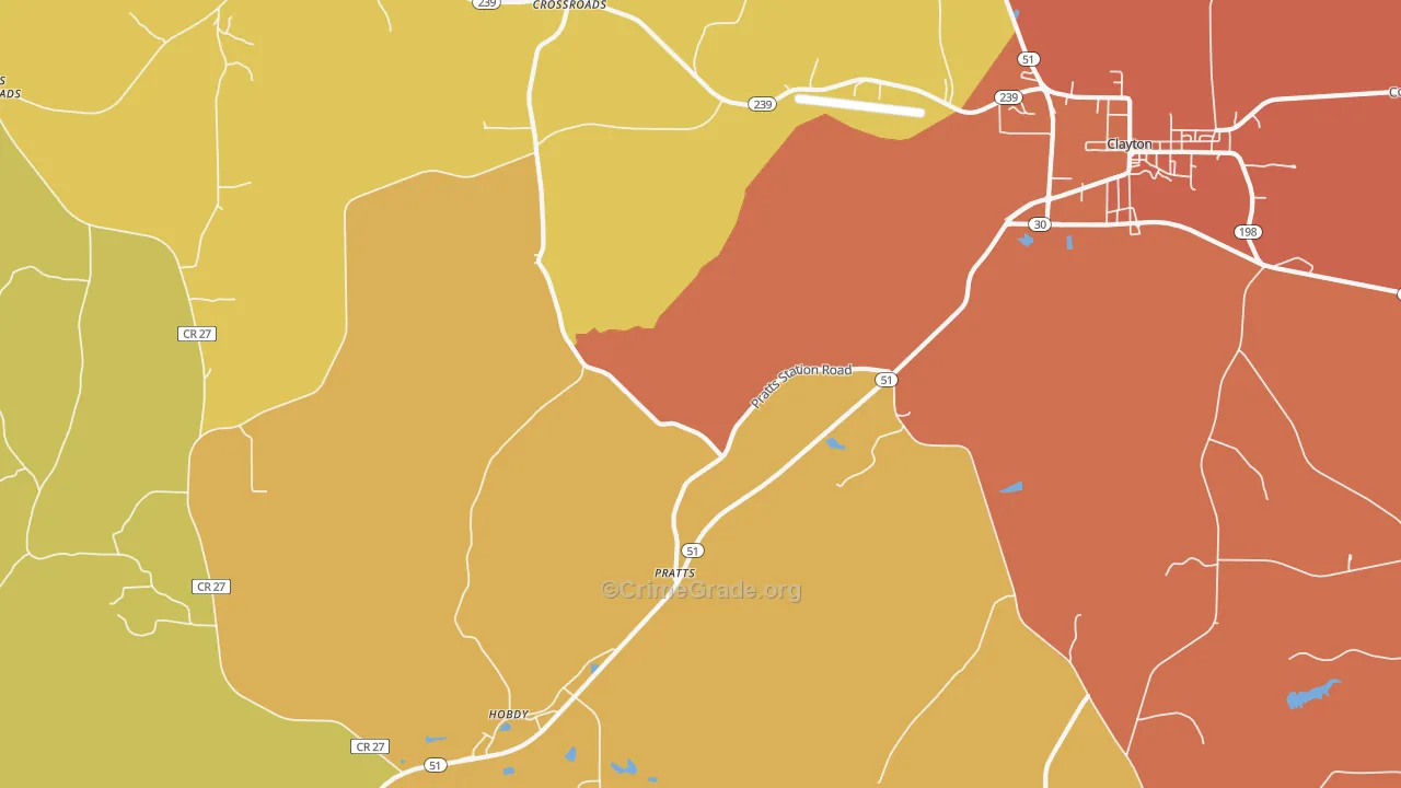 Pratts, AL Map of Assault Rates