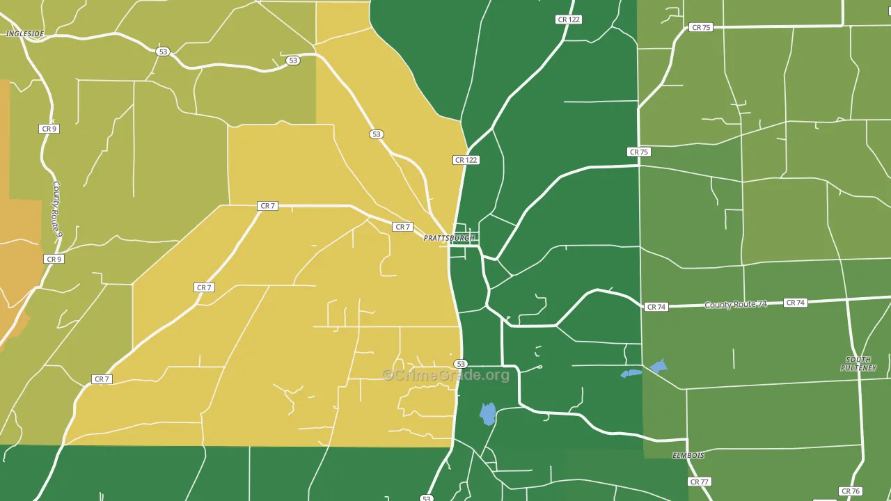 Prattsburgh, NY Map of Assault Rates