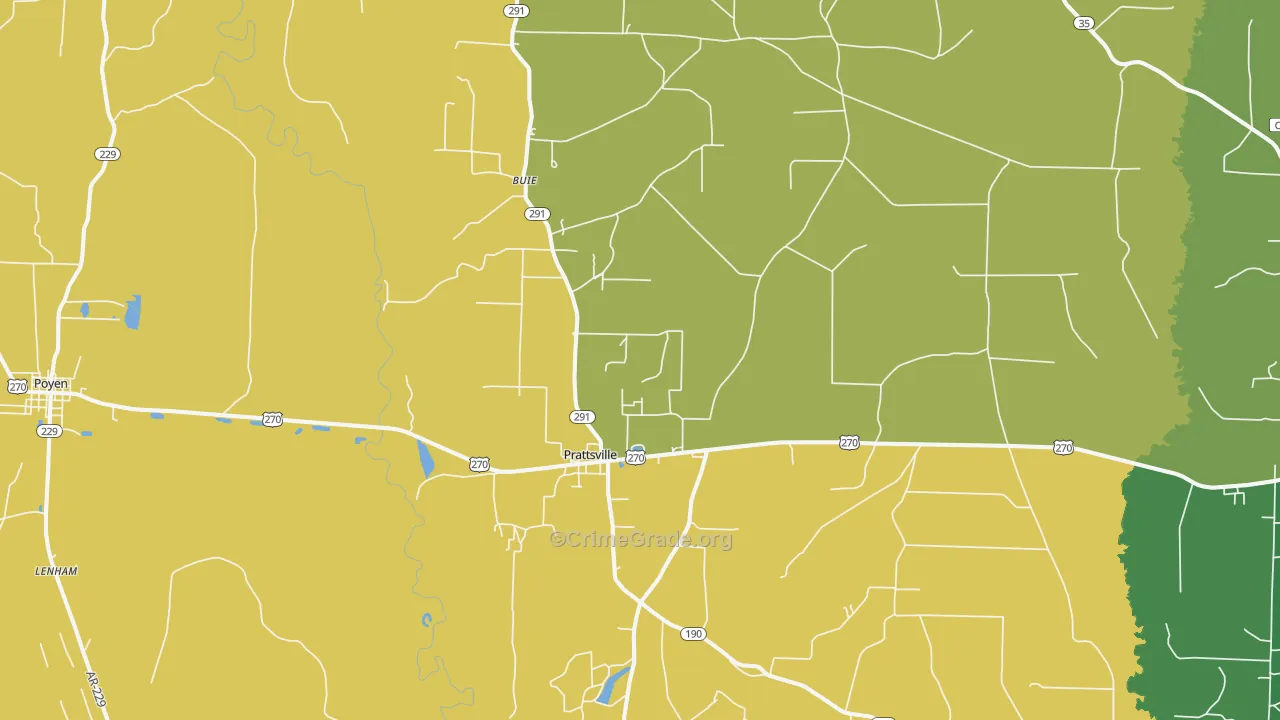 Prattsville, AR Map of Assault Rates
