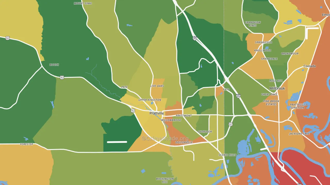 Prattville, AL Map of Assault Rates