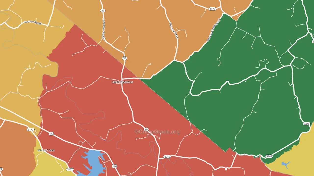 Preachersville, KY Map of Assault Rates