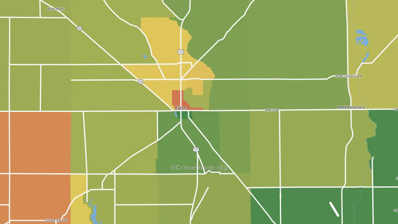 Preble County, OH Map of Assault Rates