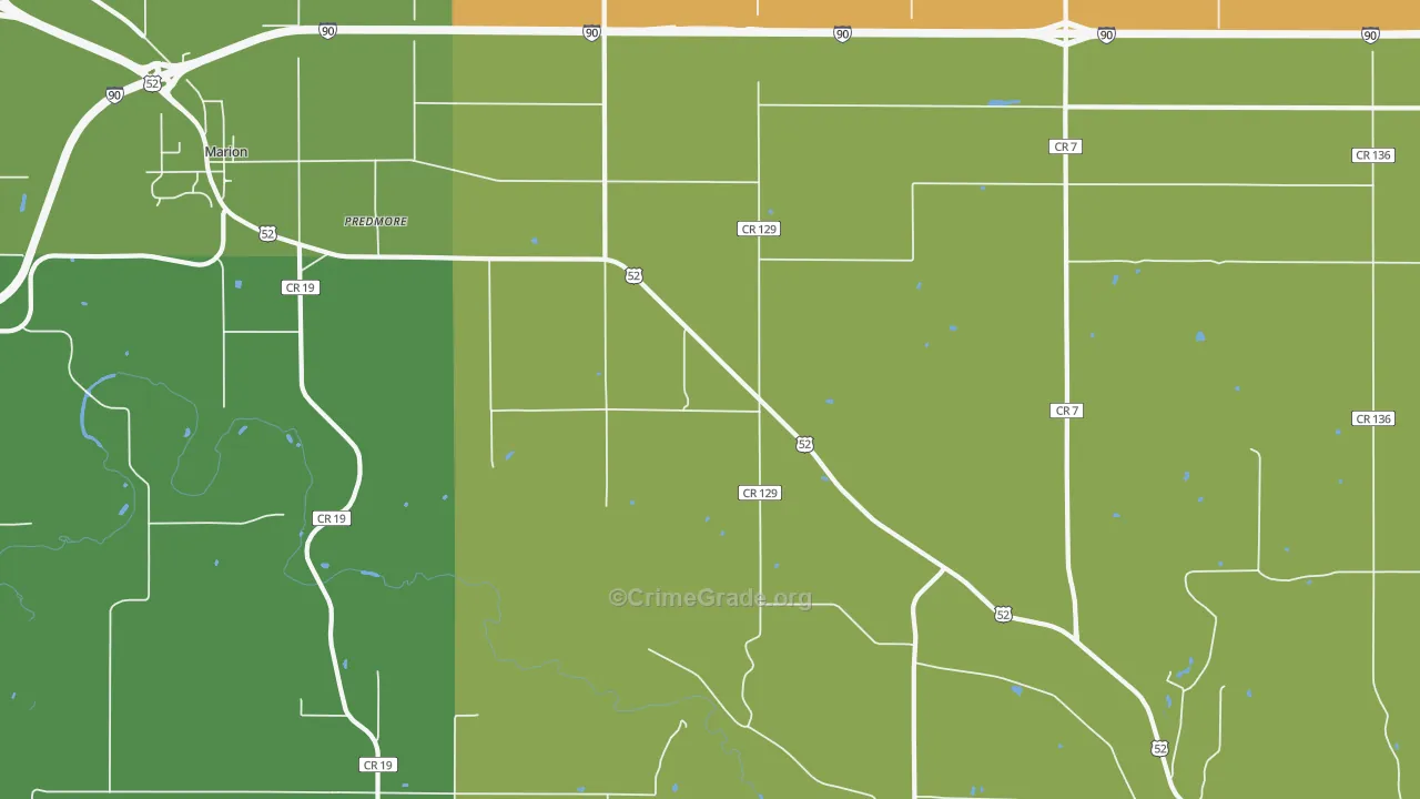 Predmore, MN Map of Assault Rates