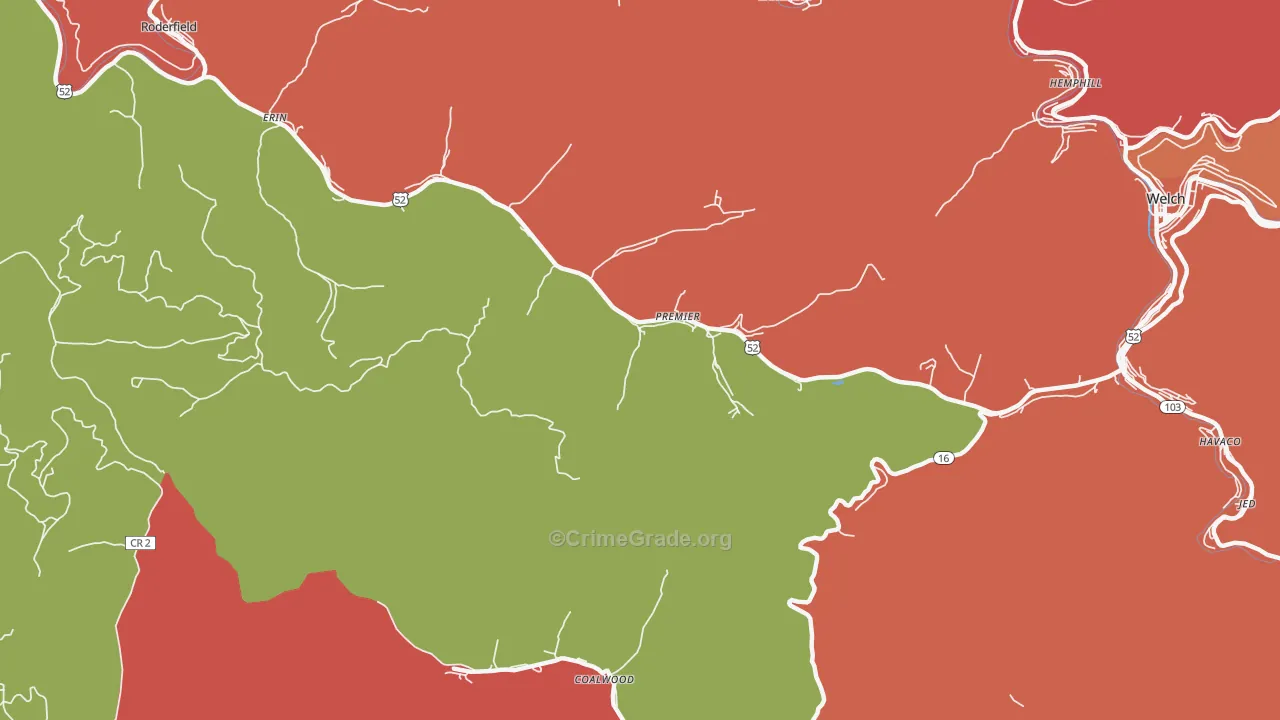 Premier, WV Map of Assault Rates