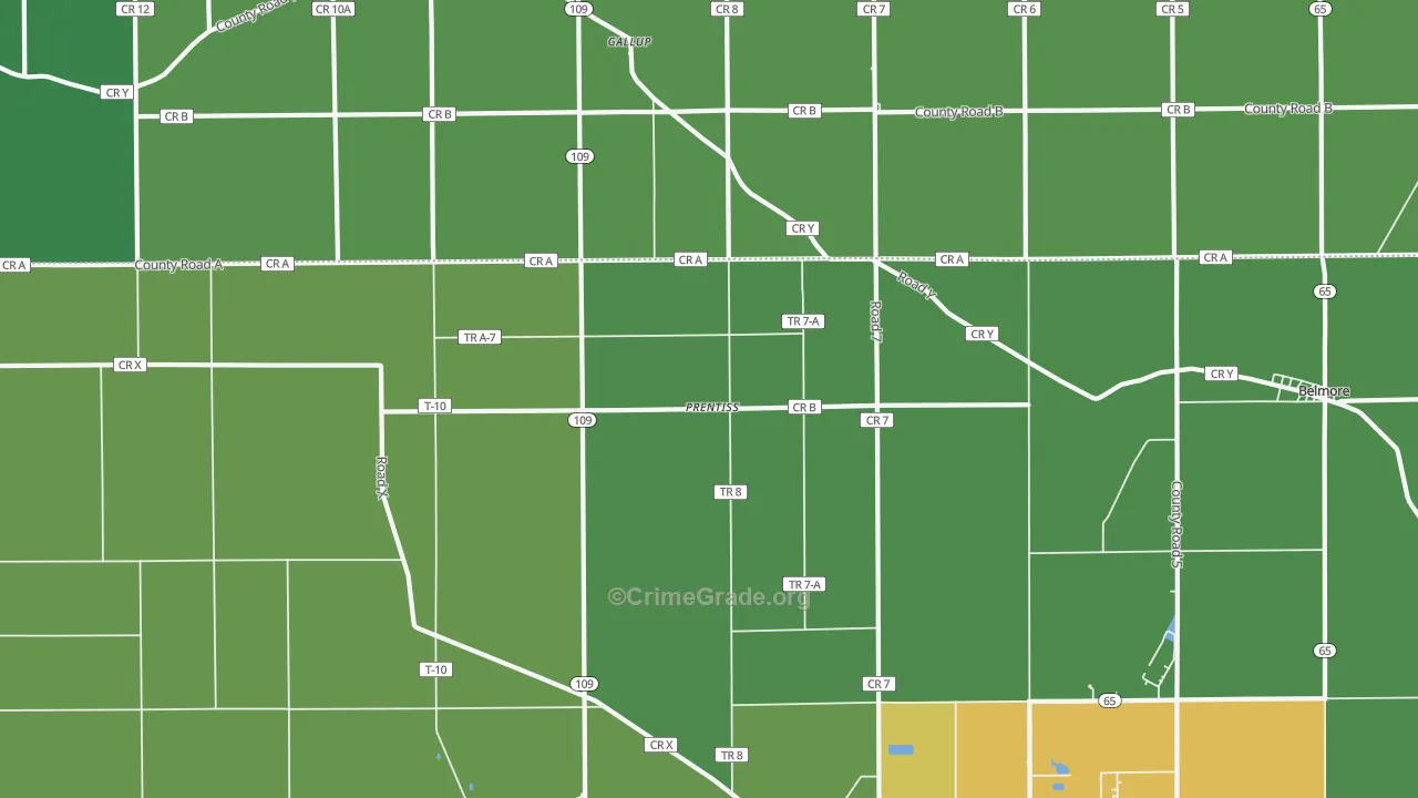 Prentiss, OH Map of Assault Rates