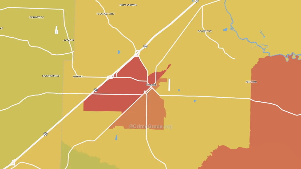 Prescott, AR Map of Assault Rates