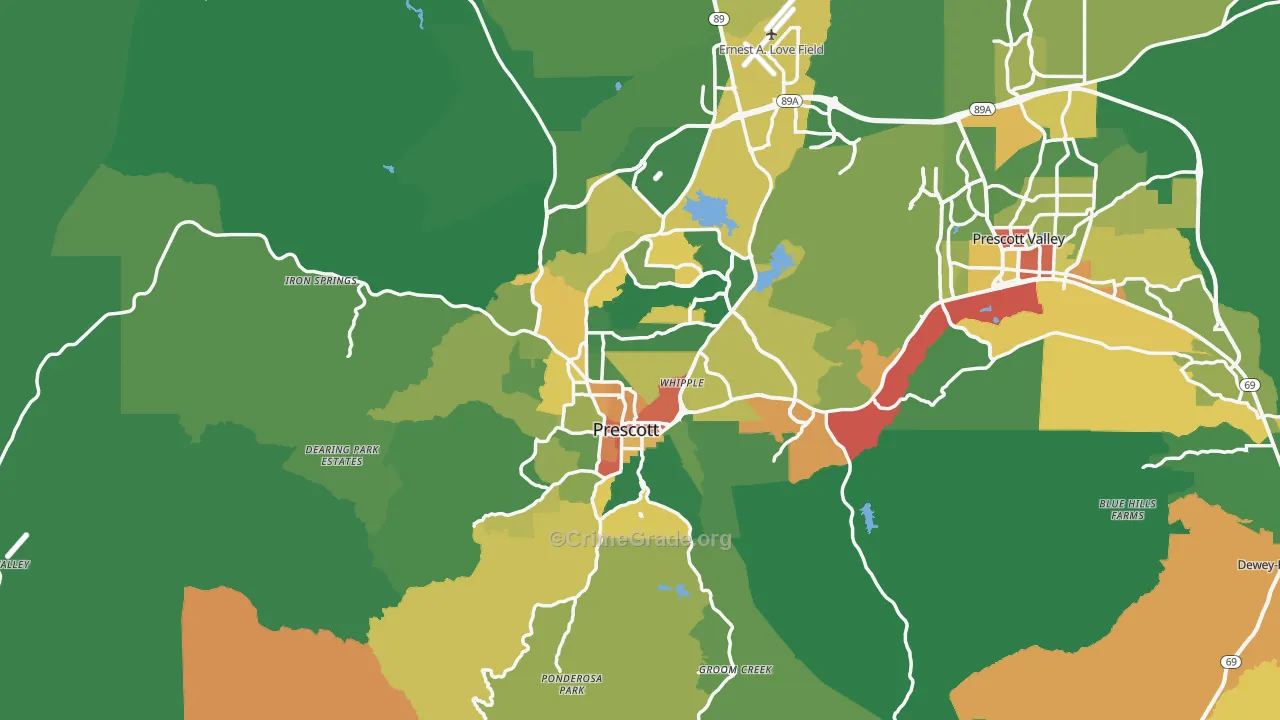 Prescott, AZ Map of Assault Rates