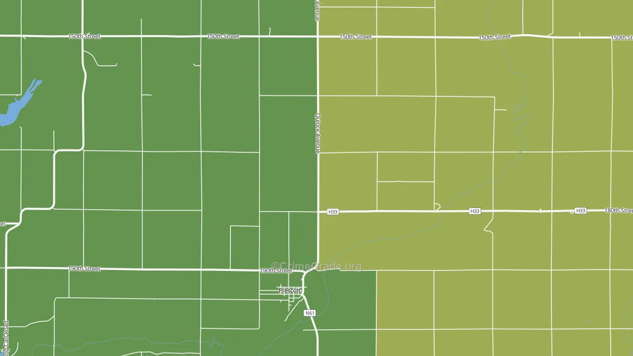 Prescott, IA Map of Assault Rates