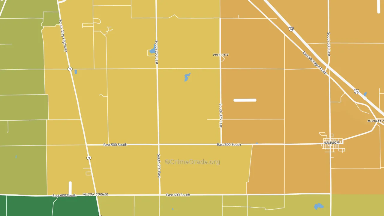Prescott, IN Map of Assault Rates