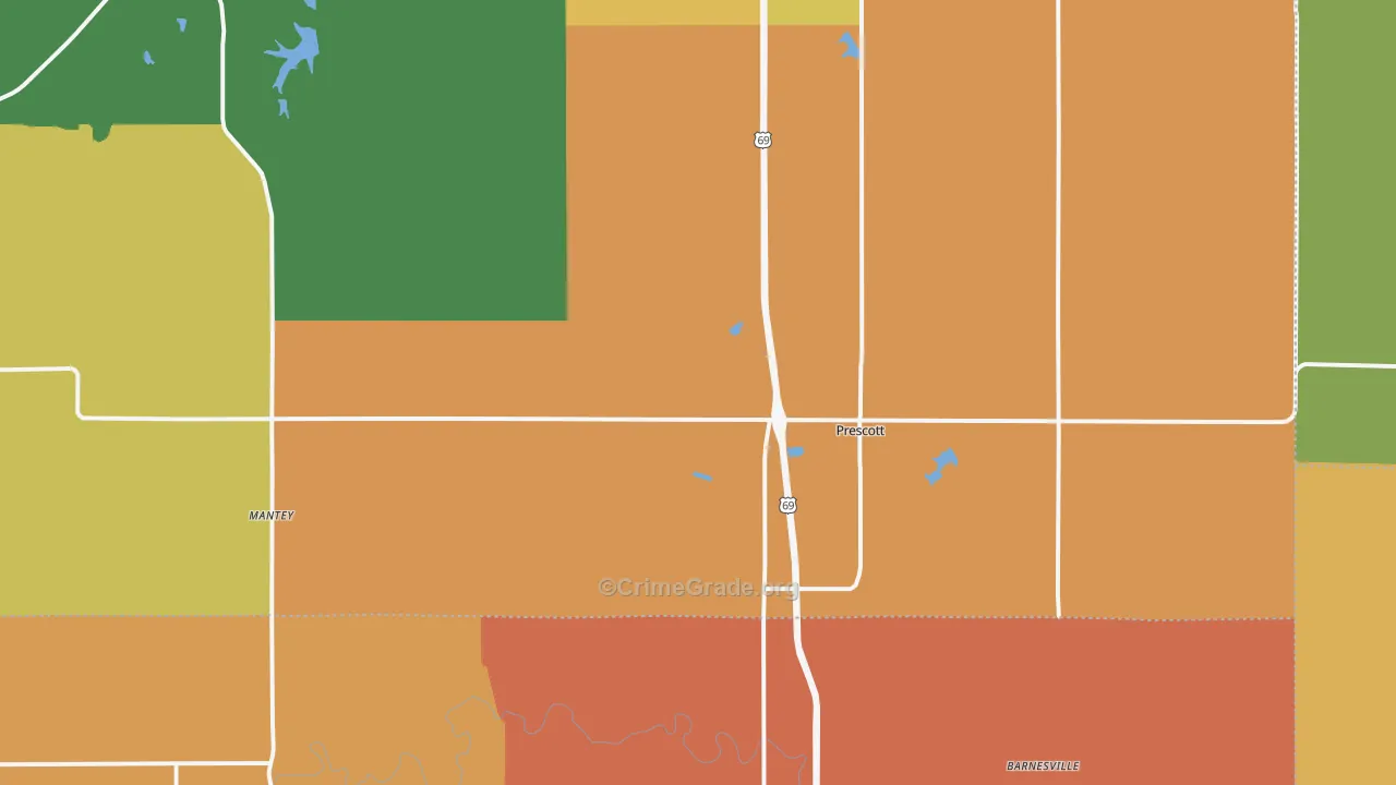 Prescott, KS Map of Assault Rates